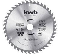 kwb Lama per seghe circolari da costruzione 250 x 30 Lama per seghe circolari da banco, denti alternati per tagli medi, denti Z-42, 250 x 30 mm