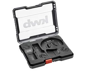 kwb 708890 Accessori multitool in set di 4 pezzi, CV a tuffo 28 mm, lama a tuffo bimetallica Ø 22 mm, lama HCS Ø 87 mm incl. raschietto duro, larghezza 52 mm