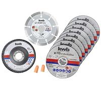 KWB 712041, Dischi da taglio + disco diamantato e mola, Ø Smerigliatrice angolare sottile 115 mm Disco da taglio f. Acciaio inossidabile INOX in scatola di conservazione incl. tappo per le orecchie ABM. 115 x 1,0 x 22,23, Ø