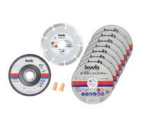 kwb 712042 Kit dischi da taglio 125 mm 10 pz. Acciaio inox, Pietra, Acciaio
