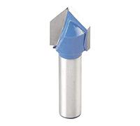 kwb 7551-20 HM V-Groove Cutter Professional (per legno, Ø 14mm, w = 90 °, gambo da 8mm, taglio di base con la levigatura di precisione, corrispondente per solita fresatura a mano), blu / grigio