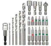 kwb by Einhell Set di punte per trapano, 22 pezzi, accessori S-Box (22 pezzi e set di punte per trapano, adatto per tutti i trapani con attacco esagonale da 1/4", con scatola di conservazione)