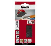 kwb carta abrasiva a griglia per levigatura a secco e a umido, per levigatrice orbitale 80 x 133 K-120, in fibra di vetro, perforata con velcro, 5 pezzi.