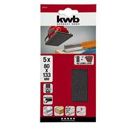 kwb carta abrasiva a griglia per levigatura a secco e a umido, per levigatrice orbitale 80 x 133 K-220, in fibra di vetro, perforata con velcro, 5 pezzi.