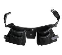 kwb Cintura per utensili a due pezzi in pelle con 7 scomparti, borse per unghie, tasca a coltello, supporto per martelli e clip in metallo per metro a nastro