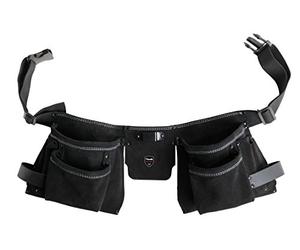 kwb Cintura per utensili a due pezzi in pelle con 7 scomparti, borse per unghie, tasca a coltello, supporto per martelli e clip in metallo per metro a nastro