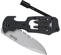 kwb Coltello tascabile per il tempo libero con portabit, funzione cacciavite, extra affilato, lama da 80 mm, incl. 4 bit e clip da cintura