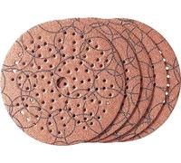 kwb Disco abrasivo Ø 125 mm in corindone con rivestimento antistatico, grana 80, foro universale, incollaggio in resina sintetica e supporto di carta rinforzato