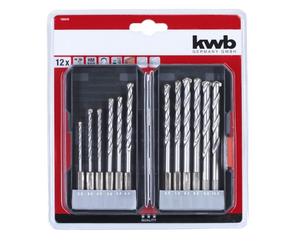 KWB Einhell 49108840 Set 12 Punte Trapano HM TCT 1/4" E6,3 Calcestruzzo Muratura