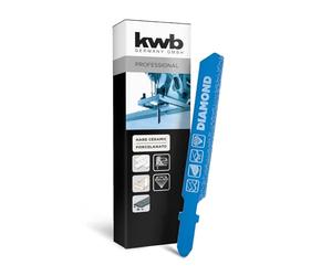kwb Lama per seghetto alternativo, diamantata (codolo universale a una camma (codolo a T), per gres porcellanato, marmo, ardesia, porcellana, vetro, acciaio al carbonio HCS, lunghezza totale 81,35 mm)