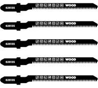 kwb Lame per seghetto alternativo per tagli curvi (codolo universale a camma singola (codolo a T), per legno e plastica, acciaio al carbonio HCS, 5 pezzi, denti temprati, superficie lucida)