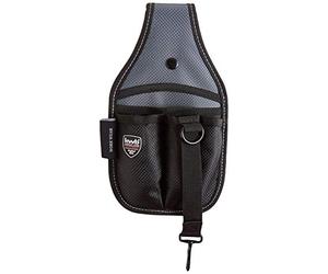 kwb Marsupio porta attrezzi in robusto nylon, con 2 scomparti grandi e 3 piccoli, passante per martello e moschettone con gancio, adatto per cinture fino a 7 cm di larghezza