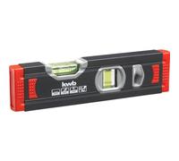 kwb 1 mm mini livella in alluminio 20 cm, livella assicurata, accuratezza m, rettificata di precisione, 1 livella orizzontale e verticale ciascuna con protezione anticaduta in gomma, nero/rosso