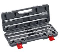kwb SDS-Max - Set di punte per trapano a percussione e scalpello per trapano a percussione, 5 pezzi per pietra e calcestruzzo, in custodia di plastica