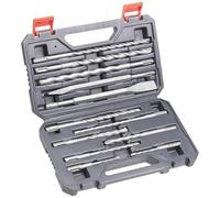 kwb set di 12 punte da martello e scalpelli SDS-plus | Scalpello piatto | scalpello a punta | per pietra e calcestruzzo | per trapani e martelli perforatori | in robusta valigetta