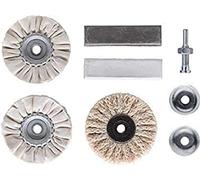 kwb Set di lucidatura - 6-TLG. Compreso la pasta di lucidatura e serratura mandrino, adatto per cerchi e auto, perforatrici e trapani per batterie, legno e metallo
