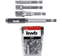 kwb Set di punte da 23 pezzi in dattatore per bussola e portabit 80 mm/estensibile a 118 mm per avvitatori a batteria, adattatore per bussola quadrata