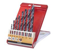 kwb CV - Set di punte elicoidali per legno duro e legno tenero, 8 pezzi, Ø 3-10 mm