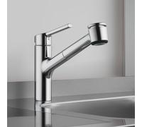 KWC Luna-E rubinetto da cucina, bassa pressione, estraibile, orientabile, 10.445.033.000FL, Luna-E cromo [Rubinetteria da Cucina > Rubinetti da Cucina]