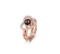 KWCLTH 925 anello fotografico a forma di cuore d’argento personalizzato con l’immagine all’interno dell’anello della coppia