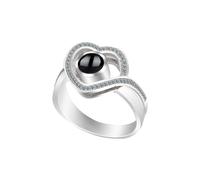 KWCLTH Anello personalizzato di proiezione foto immagine personalizzata dell’anello all’interno del cuore/della luna anelli per