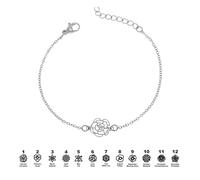 KWCLTH Bracciale di fiori di mese di nascita personalizzato - personalizzato 1-6 fiori di nascita braccialetto braccialetti regolabili deliziosi regalo per lei, mamma, amico