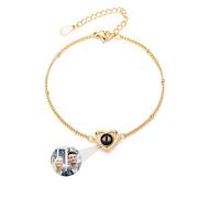 KWCLTH Braccialetti personalizzati con proiezione dell'immagine del cuore Ti amo Braccialetto Regali commemorativi personalizzati per le donne