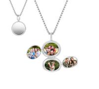 KWCLTH Collana con medaglione personalizzato con immagine all'interno, 4 foto personalizzate e nome della collana rotonda con ciondolo, regali per le donne