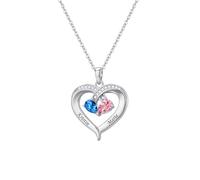 KWCLTH Collana iniziale a cuore personalizzata Collana con ciondolo in cristallo di pietra di parto Donna Gioielli personalizzati per il compleanno