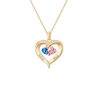 KWCLTH Collana iniziale a cuore personalizzata Collana con ciondolo in cristallo di pietra di parto Donna Gioielli personalizzati per il compleanno