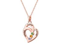 KWCLTH Collana personalizzata con cuore Nome personalizzato Pietre di nascita Madre Figlia Ciondolo a catena per le donne