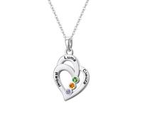 KWCLTH Collana personalizzata con cuore Nome personalizzato Pietre di nascita Madre Figlia Ciondolo a catena per le donne