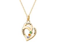 KWCLTH Collana personalizzata con cuore Nome personalizzato Pietre di nascita Madre Figlia Ciondolo a catena per le donne