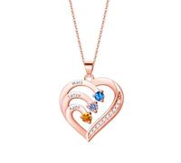 KWCLTH Collane personalizzate con nome a cuore per le donne con pietra di nascita della famiglia, incise su misura 1-5 nomi di madre Regali di collana per la mamma nonna moglie