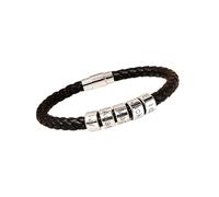KWCLTH Uomo Bracciali in pelle con 1-5 inciso nome perline, nome personalizzato Bracciale in pelle treccia Bracciale ID uomo personalizzato per il marito, papà, nonno