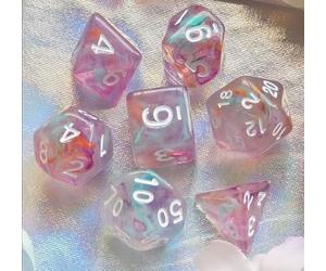 Kweiugfi MTG Dice - Set di 7 cubi poliedrici per gioco di role-playing, Pathfinder, Board Games (blu-blu)