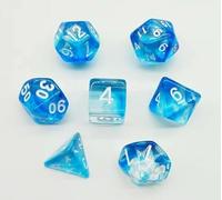 Kweiugfi MTG Dice - Set di 7 cubi poliedrici per gioco di ruolo, Pathfinder, Board Games (blu e bianco)