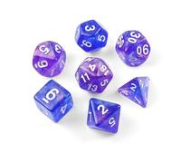 Kweiugfi Set di 7 dadi DND, MTG Dice Polyedrische Dadi Playing Games, Pathfinder, Board Games, D4 D6 D8 D10 D12 D20 D% (blu blu-bianco)