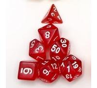 Kweiugfi Set di 7 dadi DND, MTG Dice Polyedrische Dadi Playing Games, Pathfinder, Board Games, D4 D6 D8 D10 D12 D20 D% (scritta rosso-bianco)