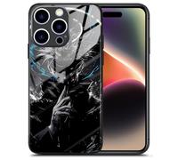KWHKLST Satoru_Gojo JJK Premium Design Esclusivo Manga Custodia per telefono in vetro temperato, anime nero lucido per iPhone 15