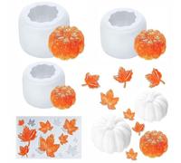 KWHSUN Thanksgiving Halloween, 4 stampi in resina 3D Halloween, forma a forma di zucca, giorno del Ringraziamento, forma a foglia d'acero, in silicone, a forma di zucca, in silicone, a forma di