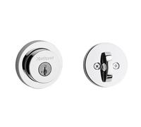 Kwikset 158 Milan Serratura a chiavistello, cromata lucida rotonda esterna con chiave, porta d'ingresso anteriore, resistente al pick-up SmartKey Rekey, bullone singolo cilindro, con protezione