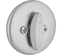 Kwikset 663 Serratura a catenaccio senza chiave, cromata satinata, rotonda, per porta d'ingresso anteriore, con chiavistello e adattatore, nessun montaggio esterno