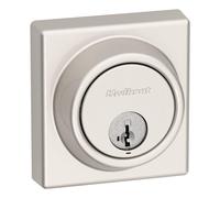 Kwikset 817 Deadbolt Lock, Satin Nickel Square Exterior Keyed Front Entry Door, Pick Resistant SmartKey Rekey Security, Single Cylinder Dead Bolt, with Microban Protection