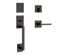 Kwikset 98180-001 San Clemente-Serratura a cilindro singolo con maniglia a basso profilo, con leva Halifax, con chiave di sicurezza SmartKey in bronzo veneziano, Keyed Entry