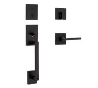 Kwikset 98180-020 San Clemente - Maniglia a cilindro singolo con serratura frontale a basso profilo, con leva Halifax con chiave di sicurezza, colore: nero ferro