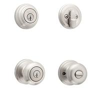 Kwikset 991 Juno Entry Knob e Single Cylinder Combo Pack Deadbolt con SmartKey in nichel satinato
