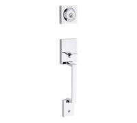 Kwikset Amador - Set maniglia e catenaccio per porta anteriore, maniglia per ingresso solo esterno, cromo lucido, resistente al pick-up, SmartKey Rekey Deadbolt di sicurezza, interno venduto