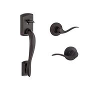 Kwikset Avalon Front Door Handle No Lock, Entry Handleset Exterior with Interior Reversible Handed Lever, Non-Locking, Venetian Bronze, Deadbolt Not Included, with Microban Protection