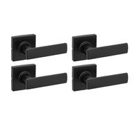 Kwikset Breton - Leva quadrata per corridoio/armadio, con microban, colore nero opaco (confezione da 4)